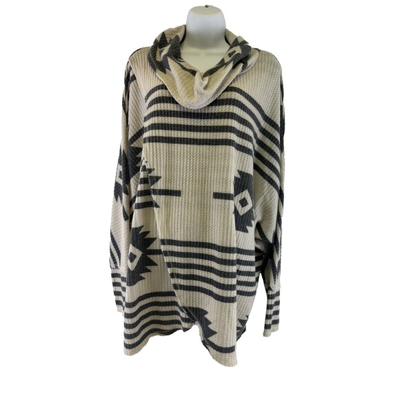 LuLaRoe Kristen Cowl Neck Pullover Sweater Dolman Aztec Cream Gray Wrap Women XL - Picture 1 of 12
